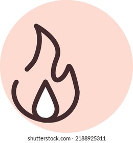 Fuego de aceite, ilustración, vector sobre fondo blanco.