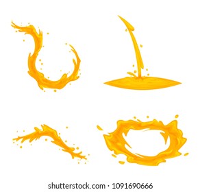 Oil Flowing Splash Drop Wave Vortex Whirlpool Cartoon Icon Set Isolated Design Vector Illustration