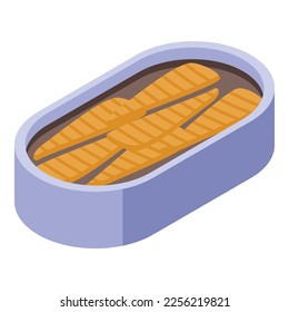 Oil food icon isometric vector. Sardine fish. Pacific food