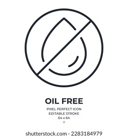 Oil free editable stroke outline icon isolated on white background flat vector illustration. Pixel perfect. 64 x 64.