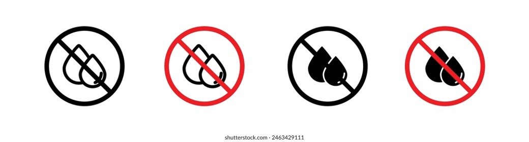 Oil free icon. no water or rain symbol. non sticky or wet surface vector.