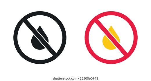 Oil free icon set in black and colored version