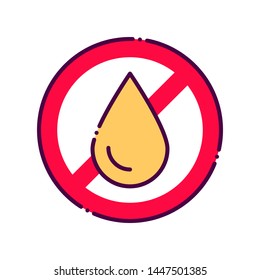 Oil free line color icon. No trans fat food product dietary. Allergenic ingredient. Food intolerance. Sign for web page, mobile app, button, logo. Vector isolated button. Editable stroke.