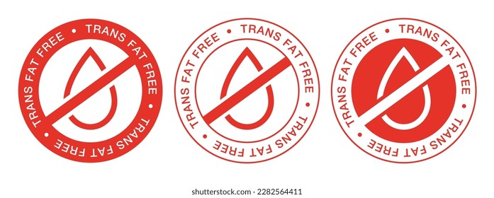 Oil free or trans fat free food product dietary label. Packaging badges design, vector illustration.