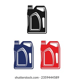 Oil Gas Automotive Canister Black, Blue, Red, White Silhouette Vector