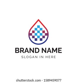 oil and gas with bit square inside logo design template