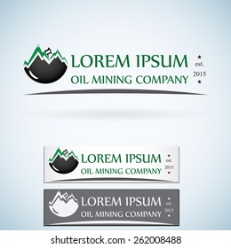 OIl gas company vector logo design template color set. fire oil drop with mountains abstract symbol concept icon. 