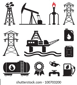 Oil, gas, electricity symbols