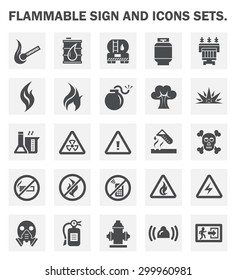 Oil Gas And Flammable Fire Vector Icon Set Design.