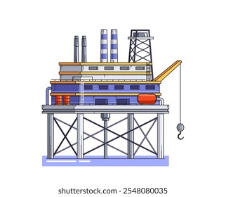 Petróleo, extração de fósseis de gás e produção de equipamento de perfuração, bombeamento jack e refinaria plataforma offshore