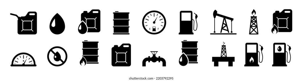 Oil gas fuel icon set simple design