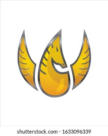 Oil & gas Gold Horse Logo Icon Flying Horse