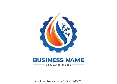 oil gas and heating with gear logo. HVAC, oil, gas, air condition, and heating logo	