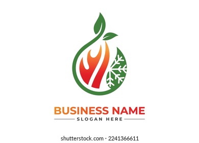 oil gas and heating logo design with plant 