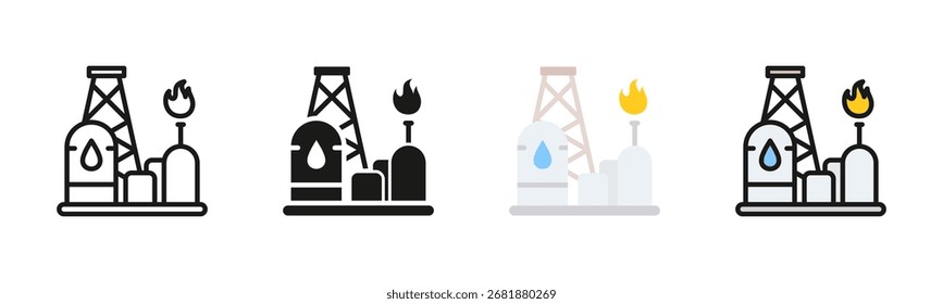 Paquete de iconos de petróleo y gas en múltiples estilos