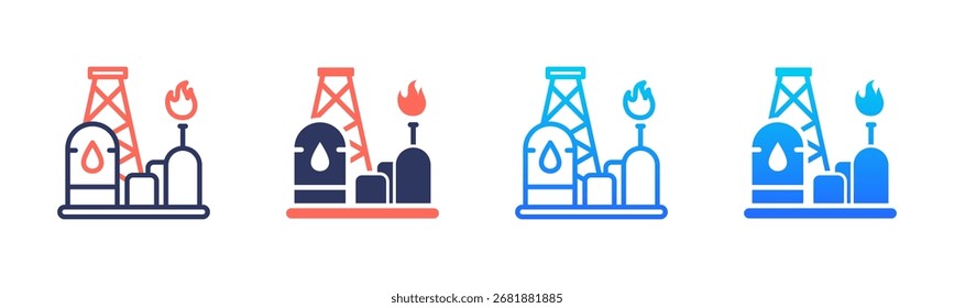 Paquete de iconos de petróleo y gas en múltiples estilos