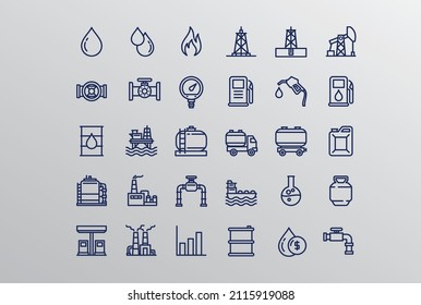 Oil and gas icon set. Oil and energy mining company outlined icon collection