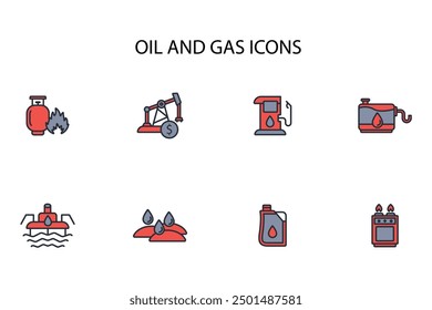 Oil and Gas icon set.vector.Editable stroke.linear style sign for use web design,logo.Symbol illustration.