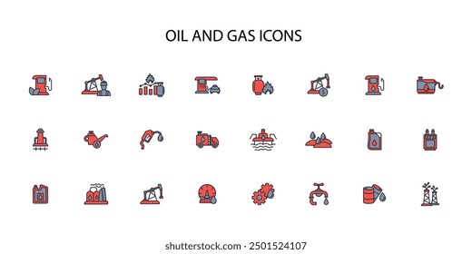 Oil and Gas icon set.vector.Editable stroke.linear style sign for use web design,logo.Symbol illustration.