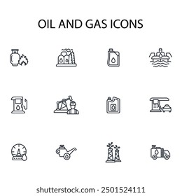 Oil and Gas icon set.vector.Editable stroke.linear style sign for use web design,logo.Symbol illustration.