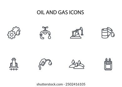 Oil and Gas icon set.vector.Editable stroke.linear style sign for use web design,logo.Symbol illustration.