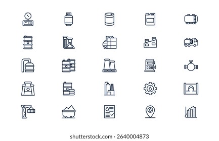 Oil and gas icon symbolizing energy extraction and fuel industry operations in outline style