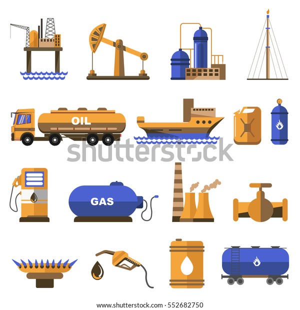 Oil Gas Icons Set Symbols Refinery Stock Vector (Royalty Free) 552682750