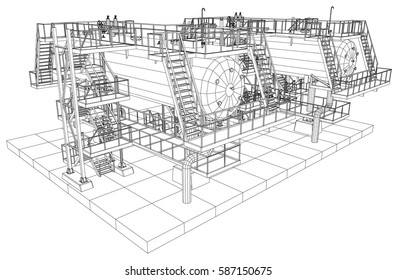 Oil and Gas industrial equipment vector illustration.