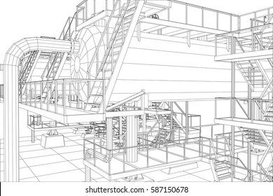 Oil and Gas industrial equipment vector illustration.