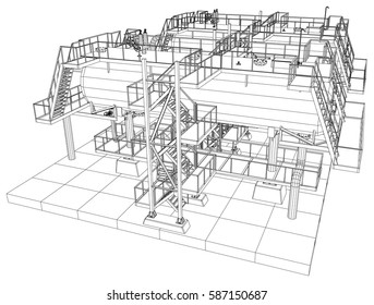 Oil and Gas industrial equipment vector illustration.