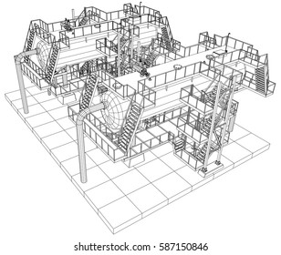 Oil and Gas industrial equipment vector illustration.