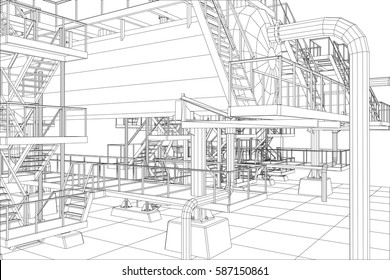 Oil and Gas industrial equipment vector illustration.