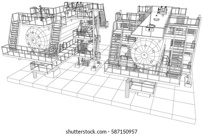 Oil and Gas industrial equipment vector illustration.