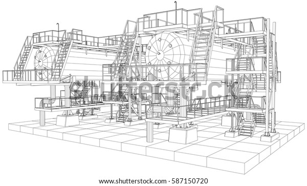 Oil Gas Industrial Equipment Vector Illustration Stock Vector (Royalty ...