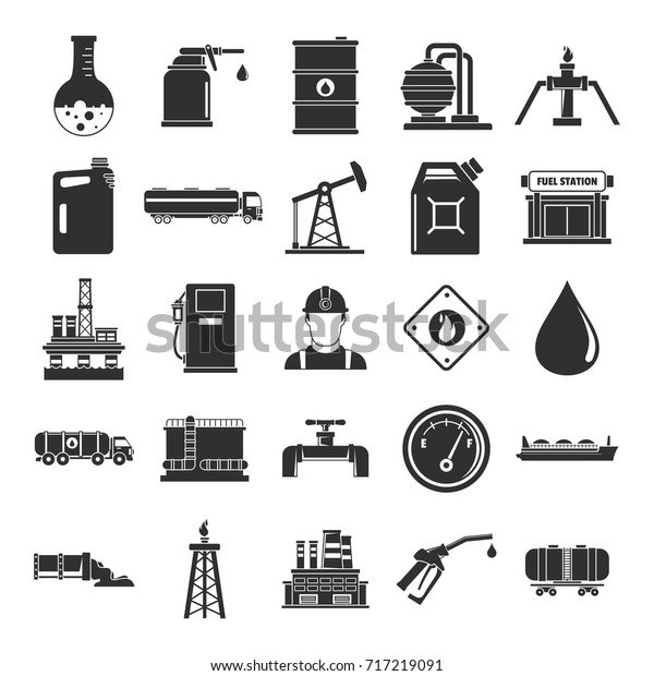 Oil Gas Industry Black Silhouette Icons Stock Vector (Royalty Free ...