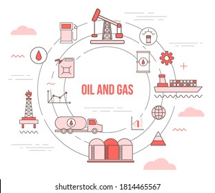 oil and gas industry business concept with icon set template banner with modern orange color style