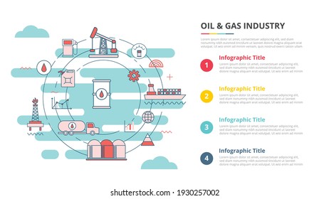 oil and gas industry concept for infographic template banner with four point list information