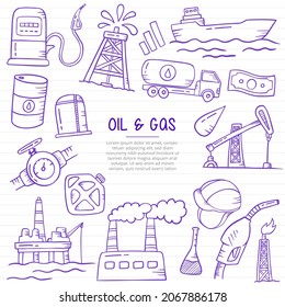 oil and gas industry doodle hand drawn with outline style on paper books line