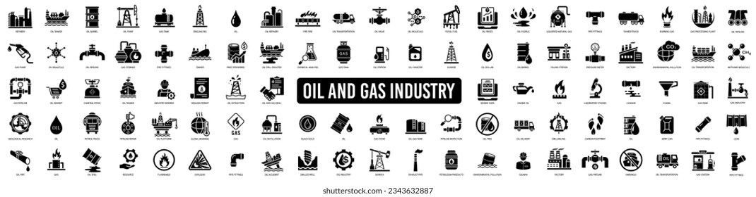 Icono de la industria del petróleo y el gas sobre fondo blanco. Ilustración del vector