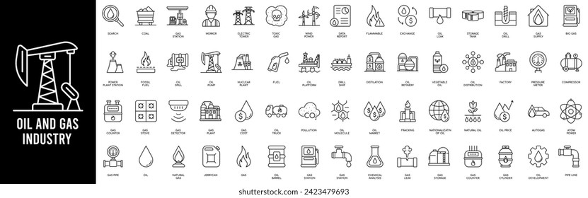 Oil and gas industry icon on white background. Vector illustration