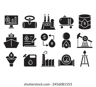 oil and gas industry icons set