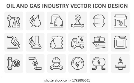 Oil and gas industry include the global processe of exploration extraction refinery transportion by oil tanker and pipelines and marketing of petroleum products, Vector illustration icon set design.