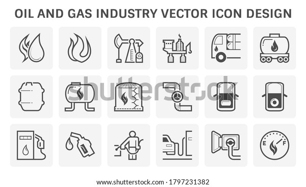 Oil and gas industry include the global processe\
of exploration extraction refinery transportion by oil tanker and\
pipelines and marketing of petroleum products, Vector illustration\
icon set design.