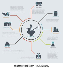 Oil And Gas Industry Infographic Set  Vector Illustration Oil Platform