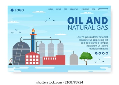 Oil Gas Industry Landing Page Template Flat Design Illustration Editable of Square Background for Social Media or Greetings Card