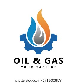 Logotipo de la industria del gas de petróleo Plantilla de Vector