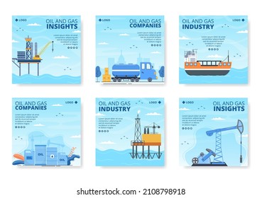 Oil Gas Industry Post Template Flat Design Illustration Editable of Square Background for Social media or Greetings Card