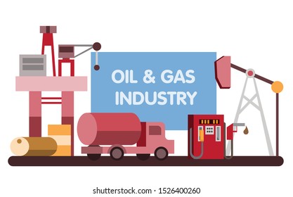 Oil & Gas Industry Process Vector Concept Illustration, Suitable for web landing page, ui, mobile app, editorial design, flyer, banner, and other related occasion