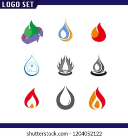 oil and gas industry set Logo element. Corporate branding identity design template. Droplet gas collection. Vector illustration