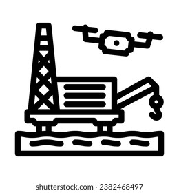 oil gas inspection drone line icon vector. oil gas inspection drone sign. isolated contour symbol black illustration